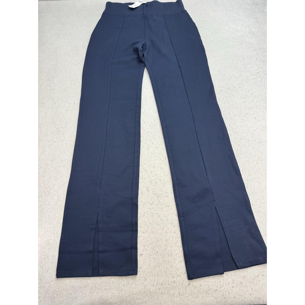 Abercrombie & Fitch Pants Womens Medium Blue Ponte Straight Leg Pull On Slit Hem